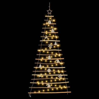 Christmas Tree with 100 LEDs Natural 180 cm Solid Ash wood