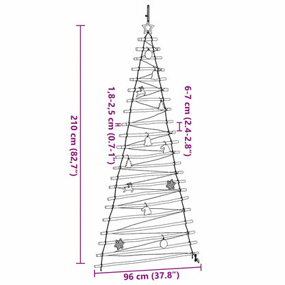 Christmas Tree with 130 LEDs Natural 210 cm Solid Ash wood