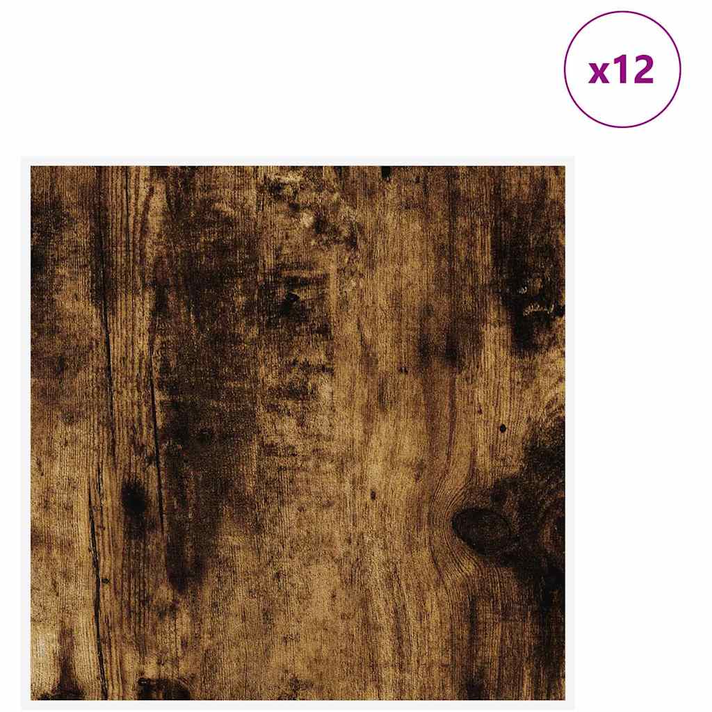 Decor Panels 12 pcs Smoked oak 30 x 30 x 0.3 cm Engineered wood