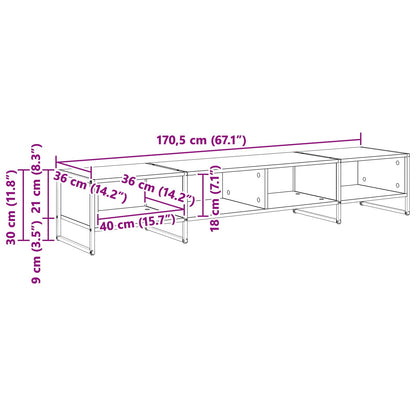 TV Cabinet Black Oak 170.5 x 36 x 30.5 cm Engineered Wood