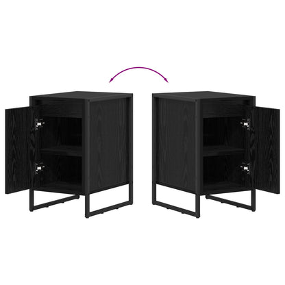 Bedside Table Black Oak 39.5 x 30 x 50 cm Engineered Wood