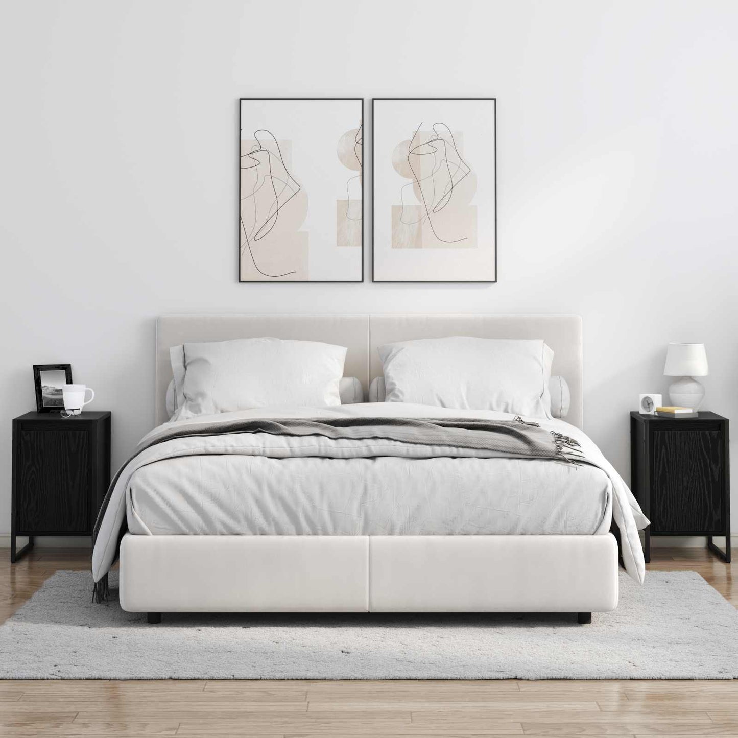 Bedside Table 2 pcs Black Oak 39.5 x 30 x 50 cm Engineered Wood