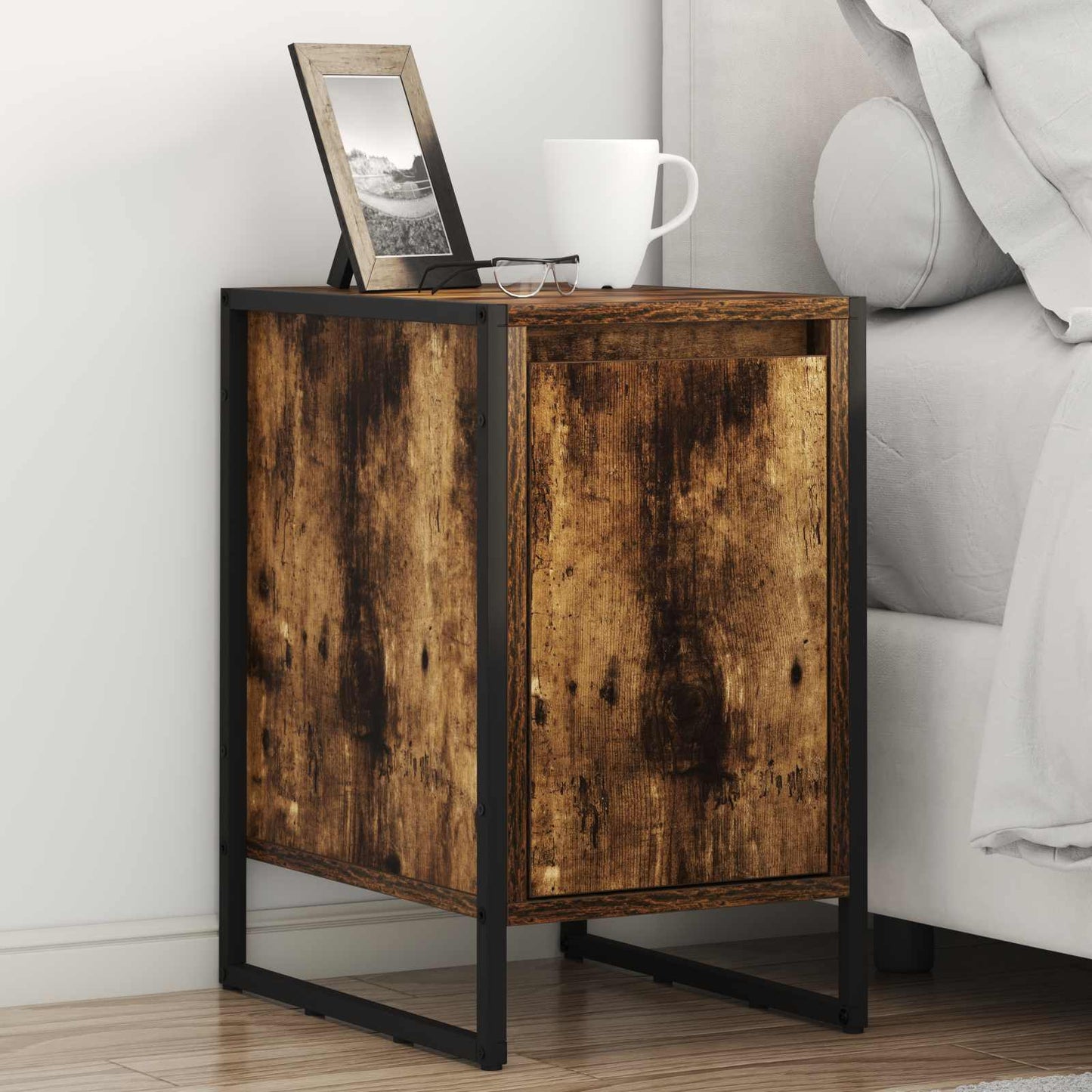 Bedside Table Smoke Oak 39.5 x 30 x 50 cm Engineered Wood