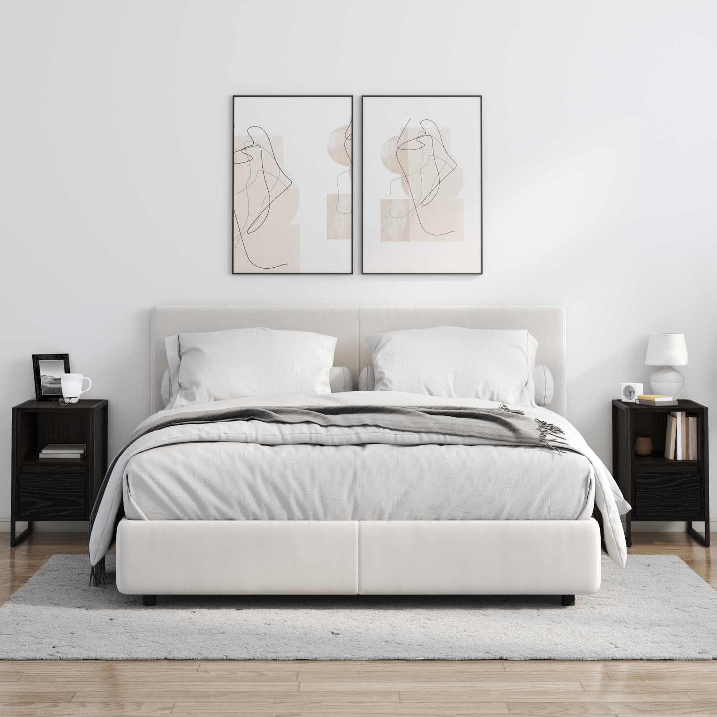 Bedside Table Black Oak 39.5 x 30 x 50 cm Engineered Wood