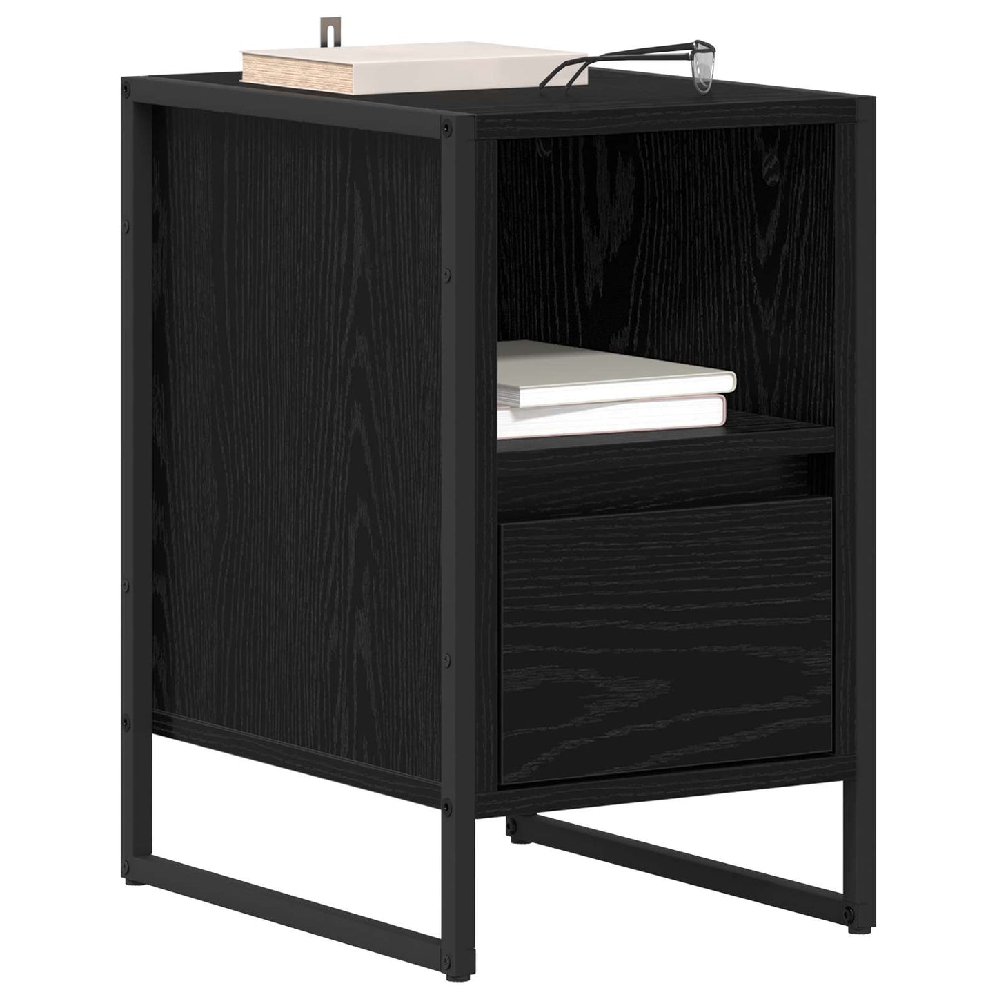 Bedside Table 2 pcs Black Oak 39.5 x 30 x 50 cm Engineered Wood