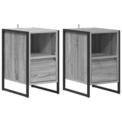 Bedside Table with Drawer 2 pcs Grey Sonoma 39.5 x 30 x 50 cm