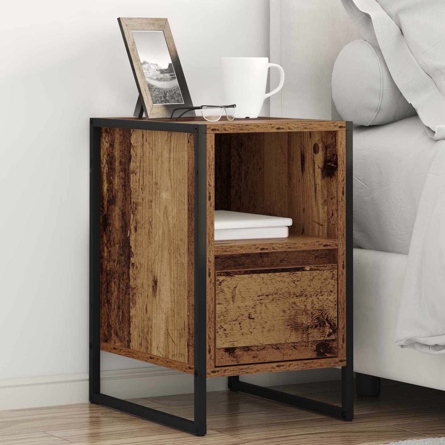 Bedside Table Old Wood 39.5 x 30 x 50 cm Engineered Wood