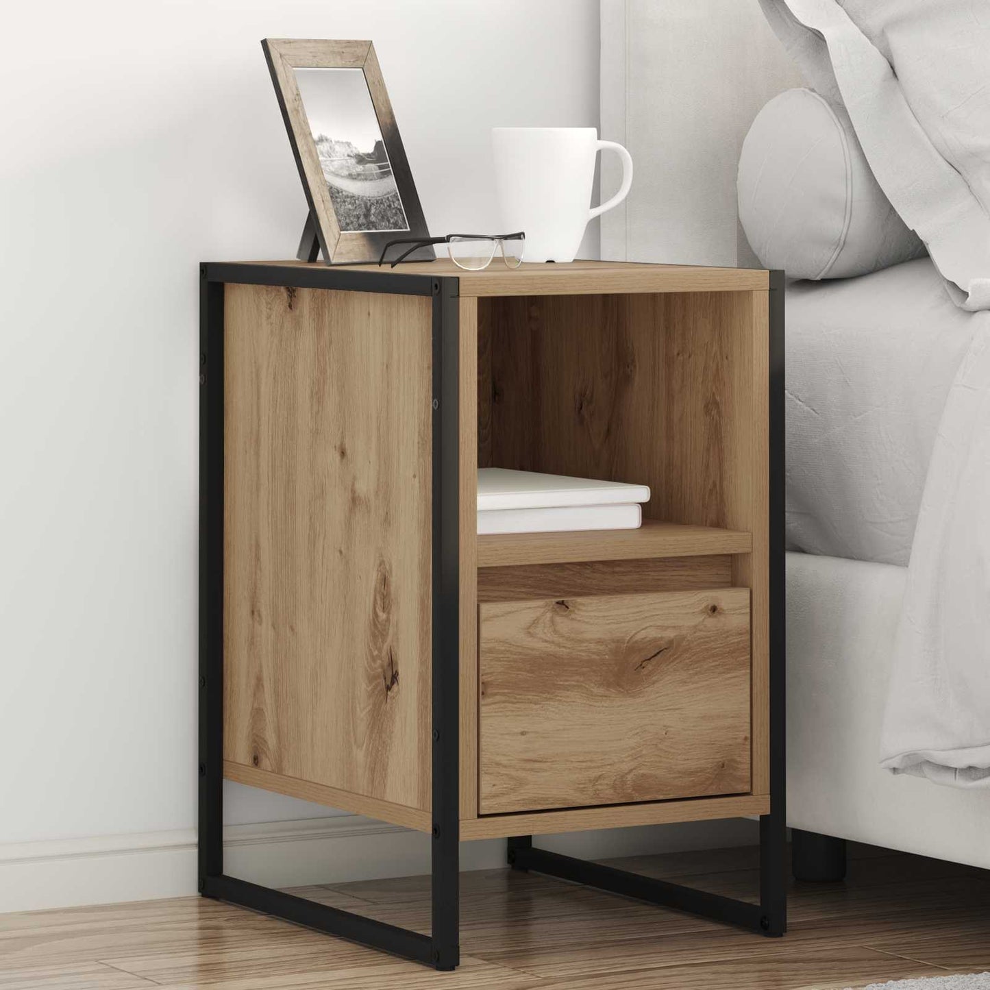 Bedside Table with Drawer 2 pcs Artisian Oak 39.5 x 30 x 50 cm