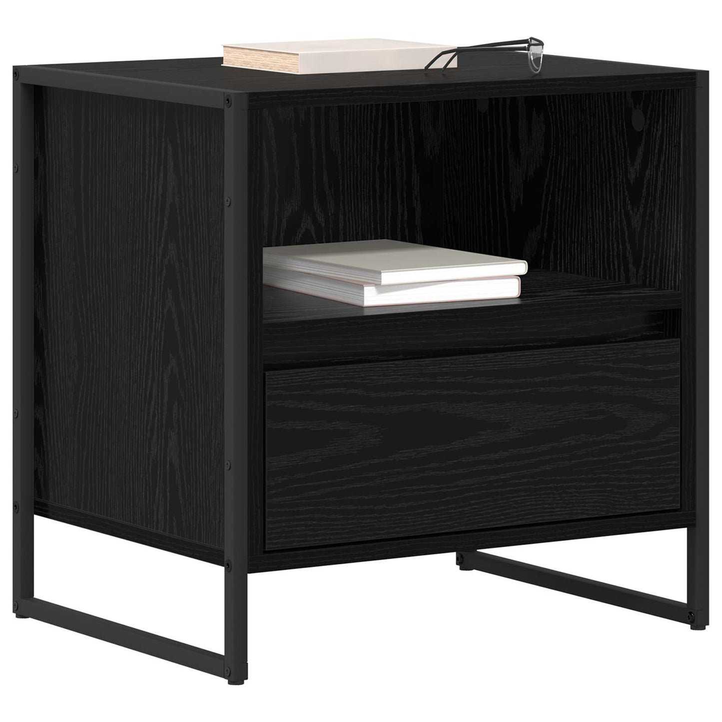 Bedside Table Black Oak 50 x 39.5 x 50 cm Engineered Wood