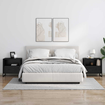 Bedside Table 2 pcs Black Oak 50 x 39.5 x 50 cm Engineered Wood