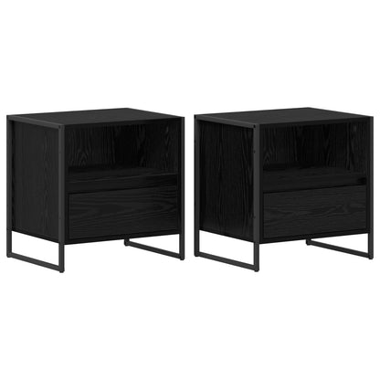 Bedside Table 2 pcs Black Oak 50 x 39.5 x 50 cm Engineered Wood