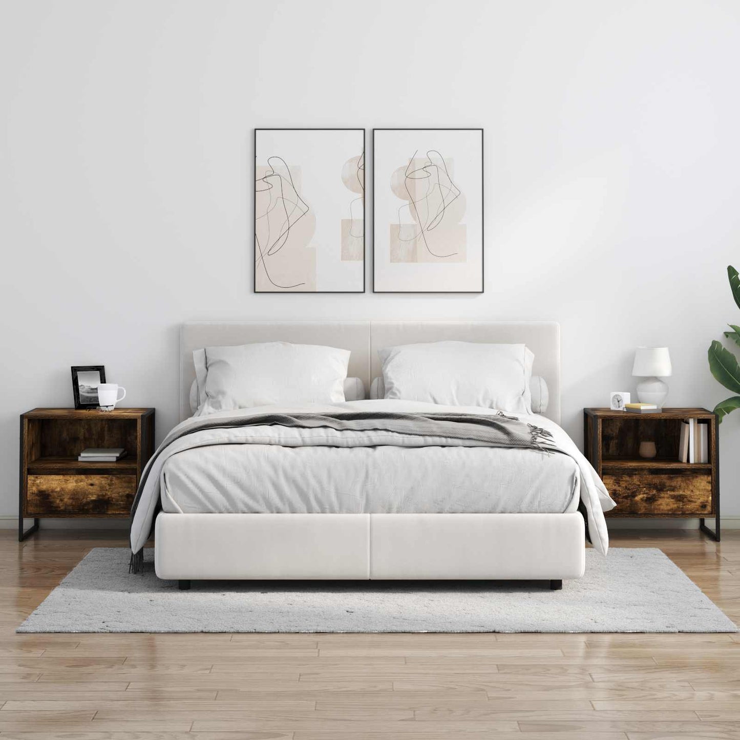 Bedside Table Smoke Oak 50 x 39.5 x 50 cm Engineered Wood