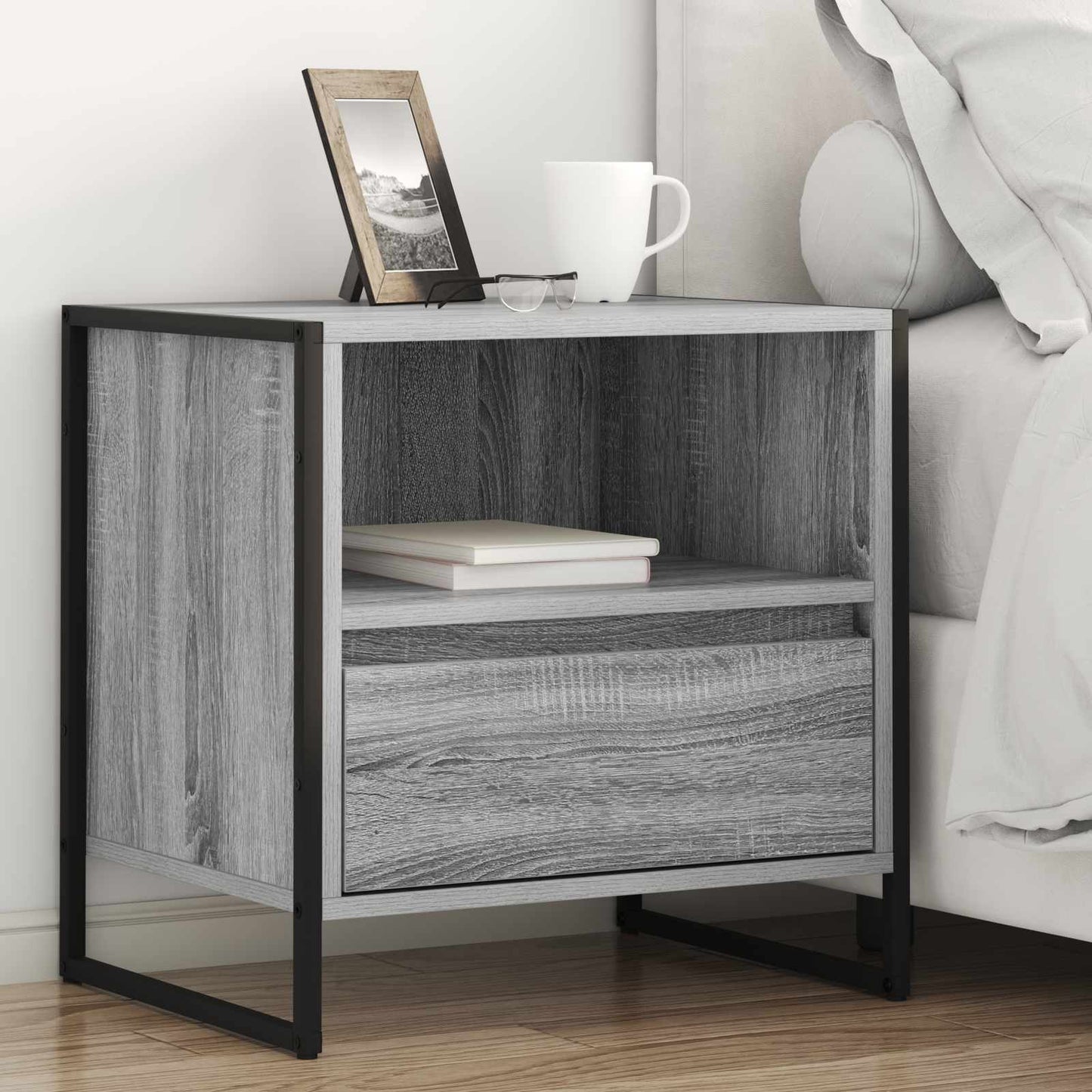 Bedside Table Grey Sonoma 50 x 39.5 x 50 cm Engineered Wood