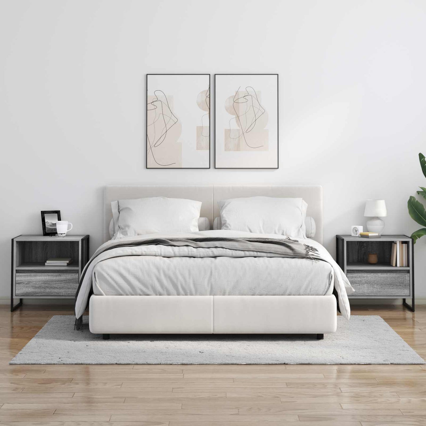 Bedside Table with Drawer 2 pcs Grey Sonoma 50 x 39.5 x 50 cm