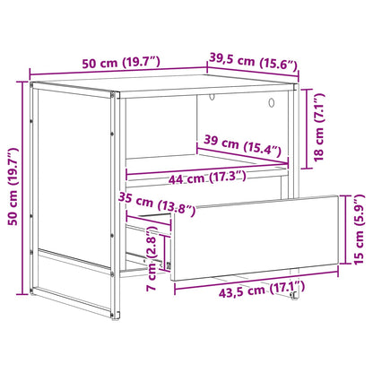 Bedside Table Artisian Oak 50 x 39.5 x 50 cm Engineered Wood
