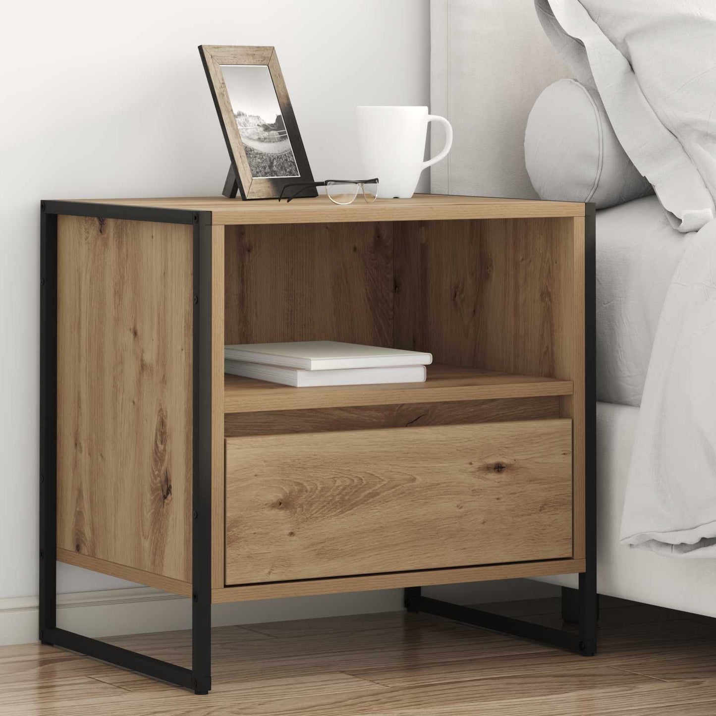 Bedside Table with Drawer 2 pcs Artisian Oak 50 x 39.5 x 50 cm