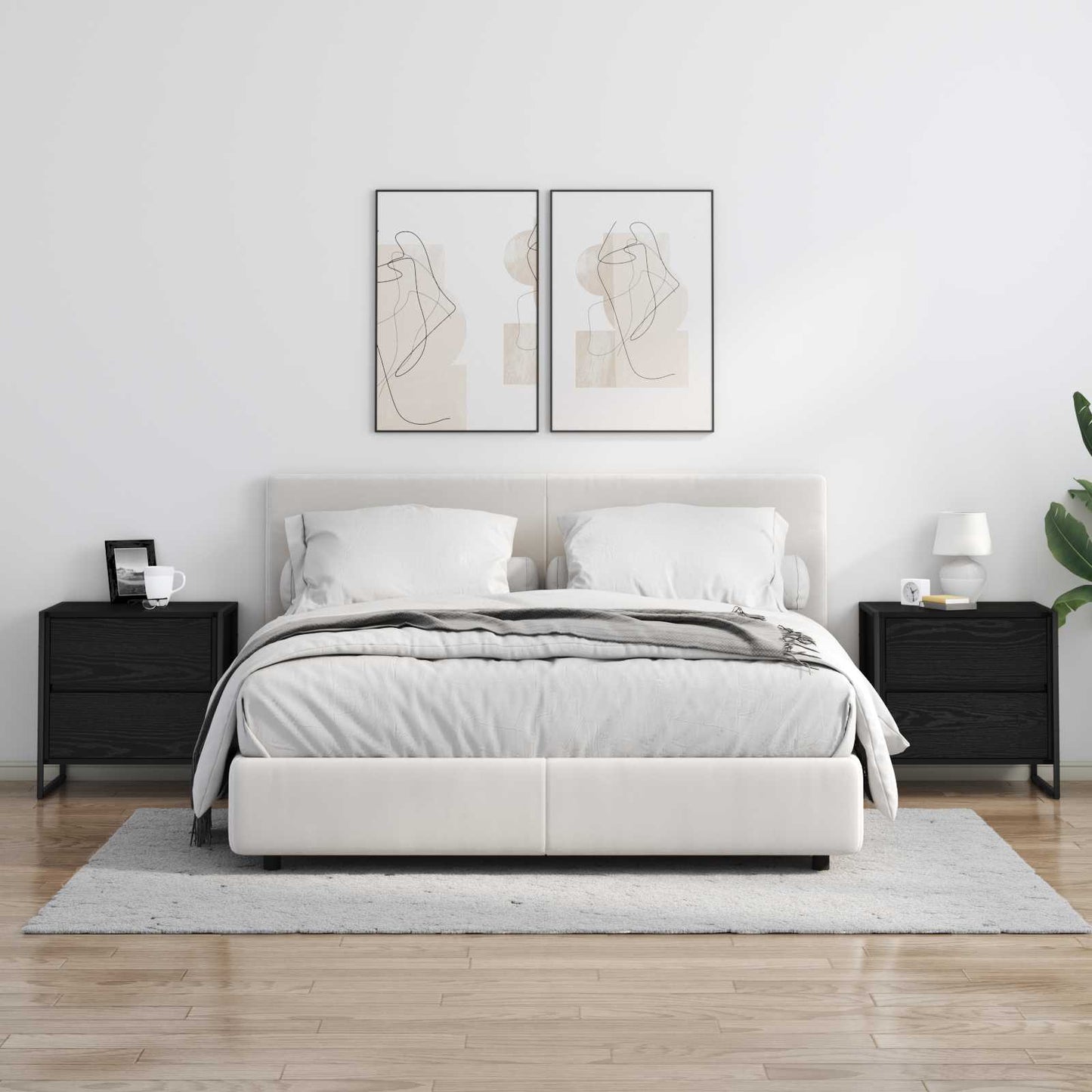 Bedside Table Black Oak 50 x 39.5 x 50 cm Engineered Wood