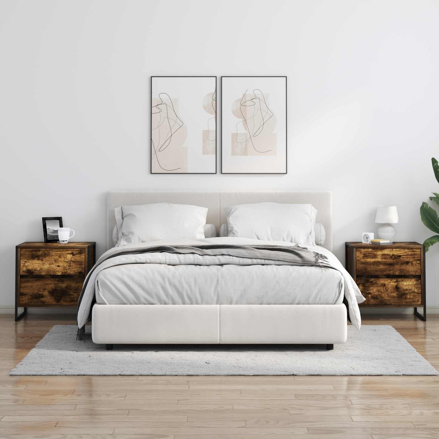 Bedside Table Smoke Oak 50 x 39.5 x 50 cm Engineered Wood