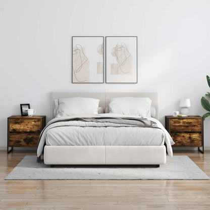 Bedside Table Smoke Oak 50 x 39.5 x 50 cm Engineered Wood