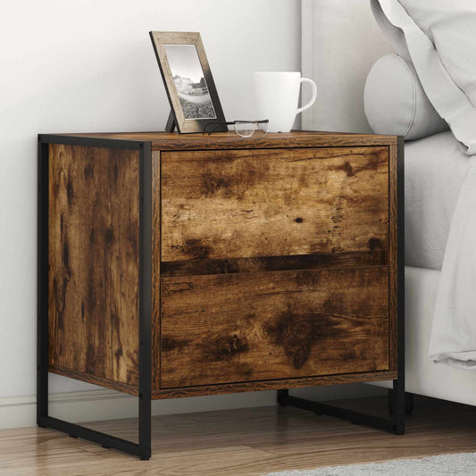Bedside Table 2 pcs Smoke Oak 50 x 39.5 x 50 cm Engineered Wood