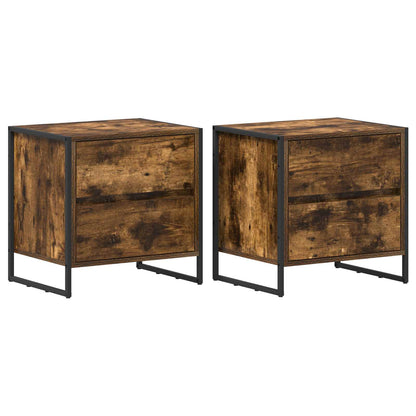 Bedside Table 2 pcs Smoke Oak 50 x 39.5 x 50 cm Engineered Wood