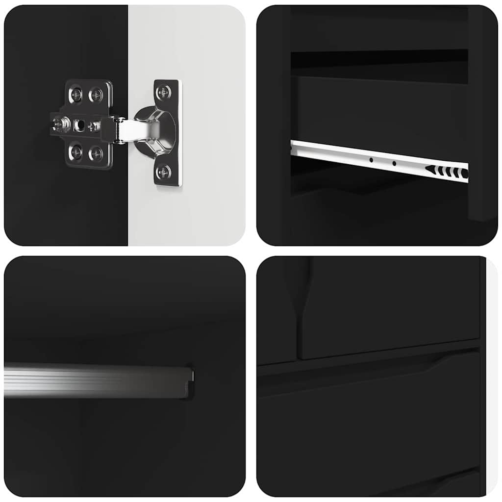 Bathroom Cabinet Black 79.5 x 49 x 156 cm Engineered Wood