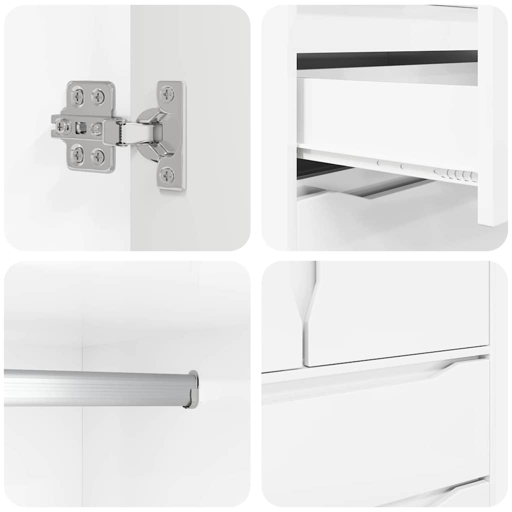 Bathroom Cabinet with Door High Gloss White 79.5 x 49 x 156 cm