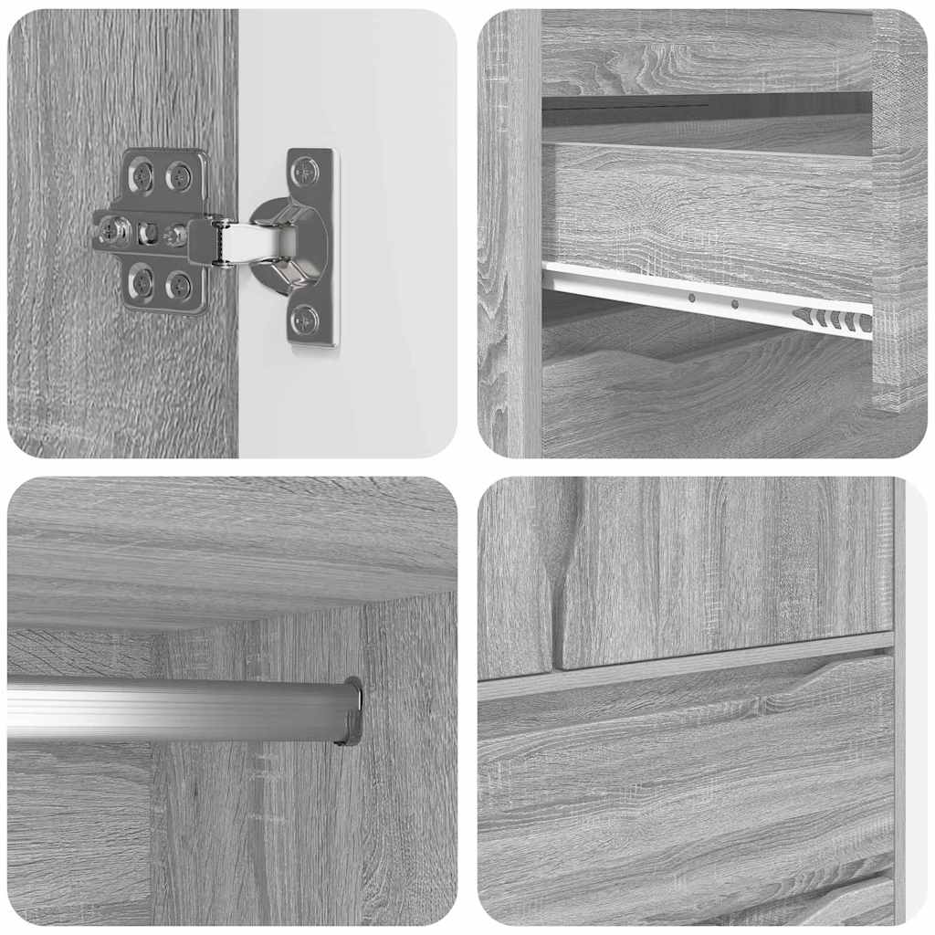 Bathroom Cabinet Grey Sonoma 79.5 x 49 x 156 cm Engineered Wood