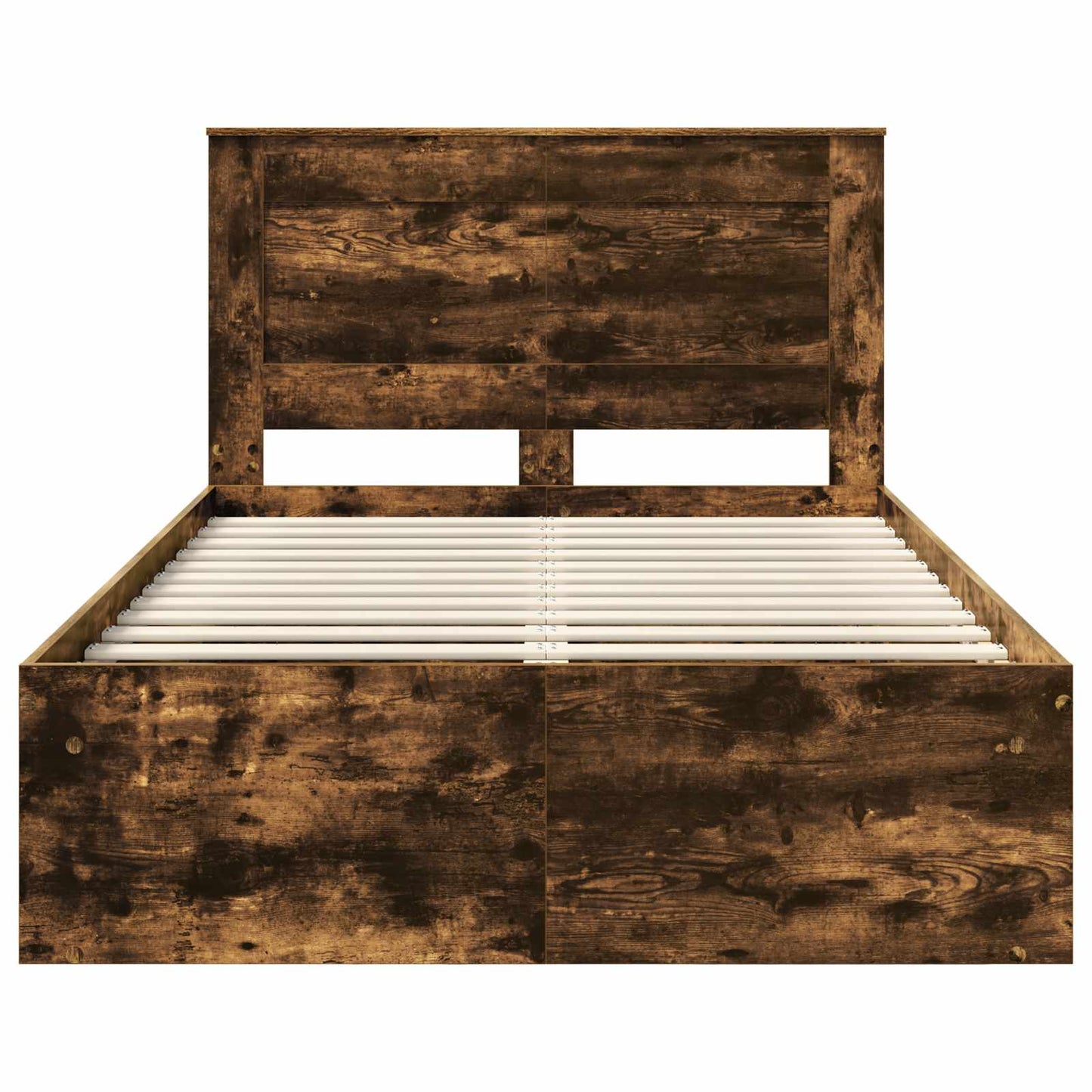 Bed Frame with Drawer Smoked Oak 120 x 190 cm Solid Pine Wood