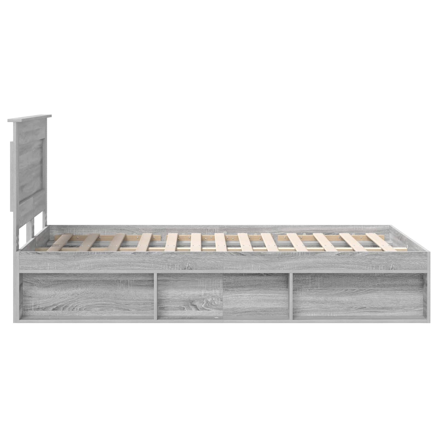 Bed Frame with Drawer Grey Sonoma 120 x 190 cm Solid Pine Wood