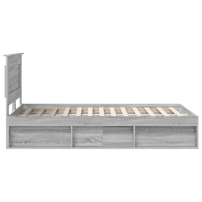 Bed Frame with Drawer Grey Sonoma 120 x 190 cm Solid Pine Wood