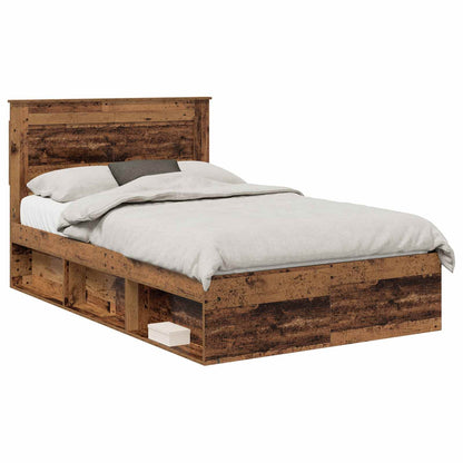 Bed Frame with Headboard Old Wood 120 x 190 cm Solid Pine Wood