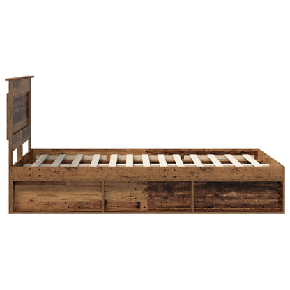 Bed Frame with Headboard Old Wood 120 x 190 cm Solid Pine Wood