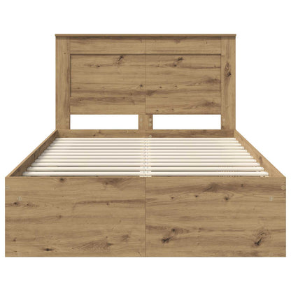 Bed Frame Artisian Oak 120 x 190 cm Solid Pine Wood
