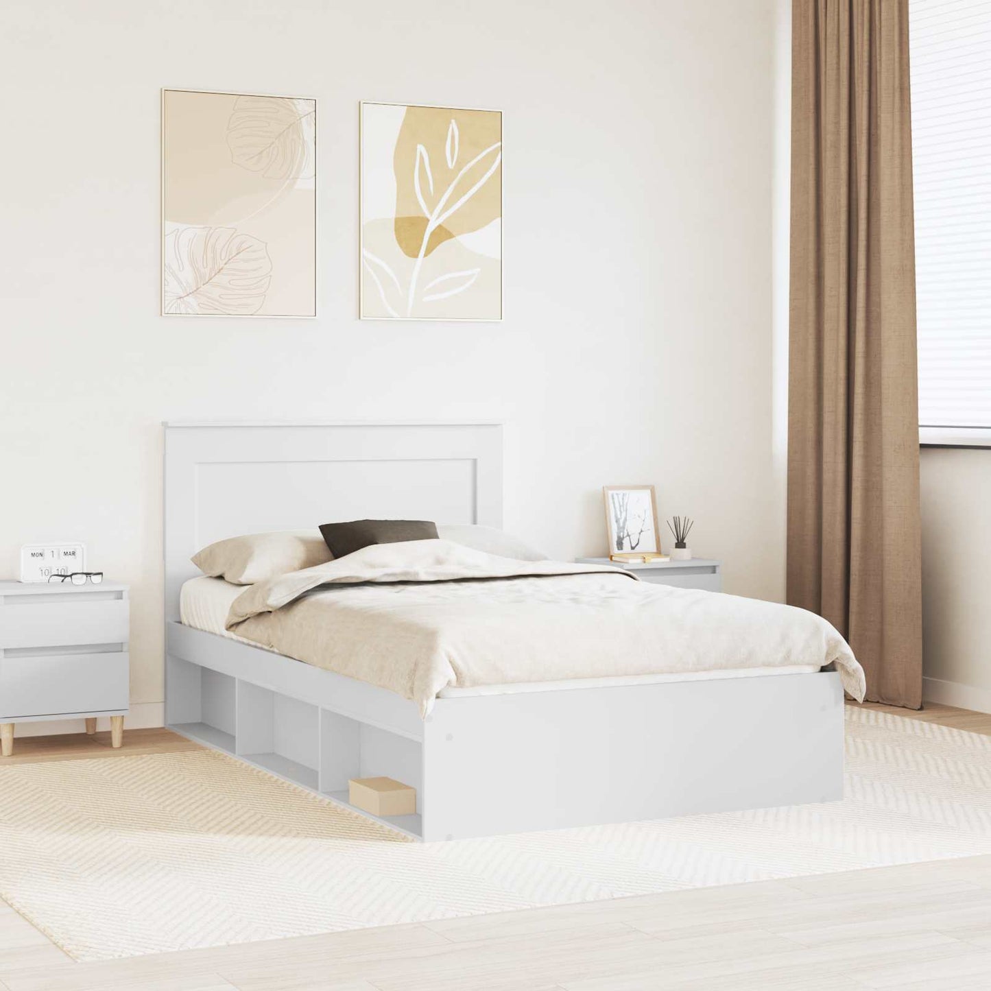 Bed Frame with Headboard White 120 x 200 cm Solid Pine Wood
