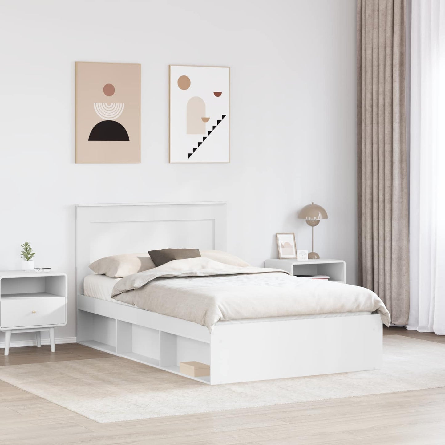 Bed Frame with Headboard White 120 x 200 cm Solid Pine Wood