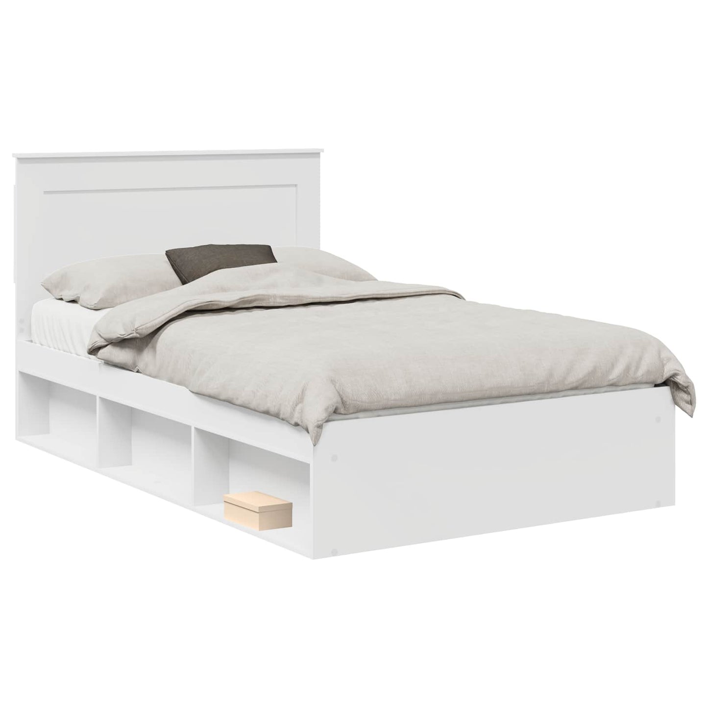 Bed Frame with Headboard White 120 x 200 cm Solid Pine Wood
