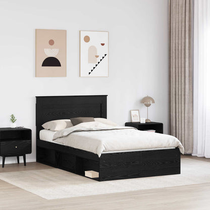Bed Frame with Headboard Black 120 x 190 cm Solid Pine Wood