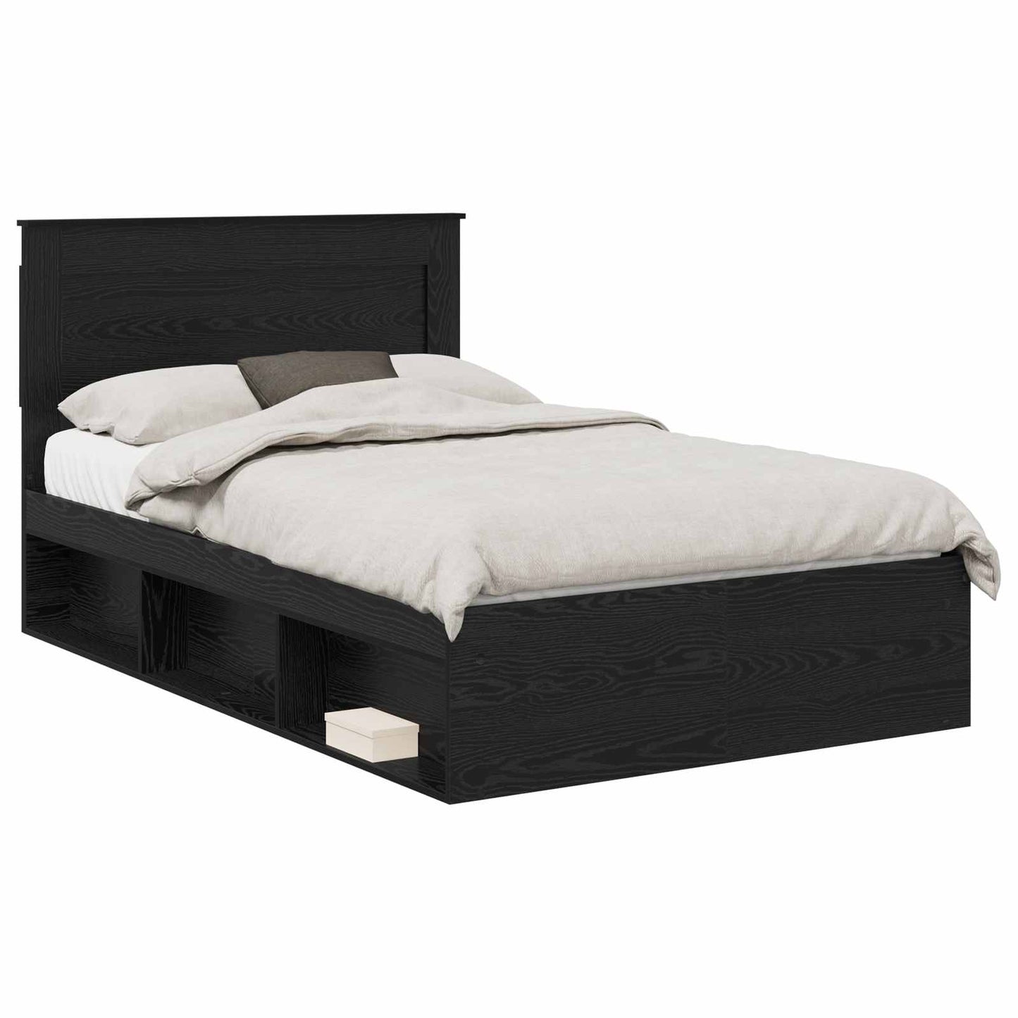 Bed Frame with Headboard Black 120 x 190 cm Solid Pine Wood