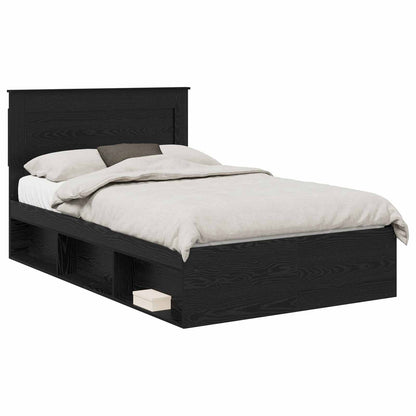 Bed Frame with Headboard Black 120 x 190 cm Solid Pine Wood