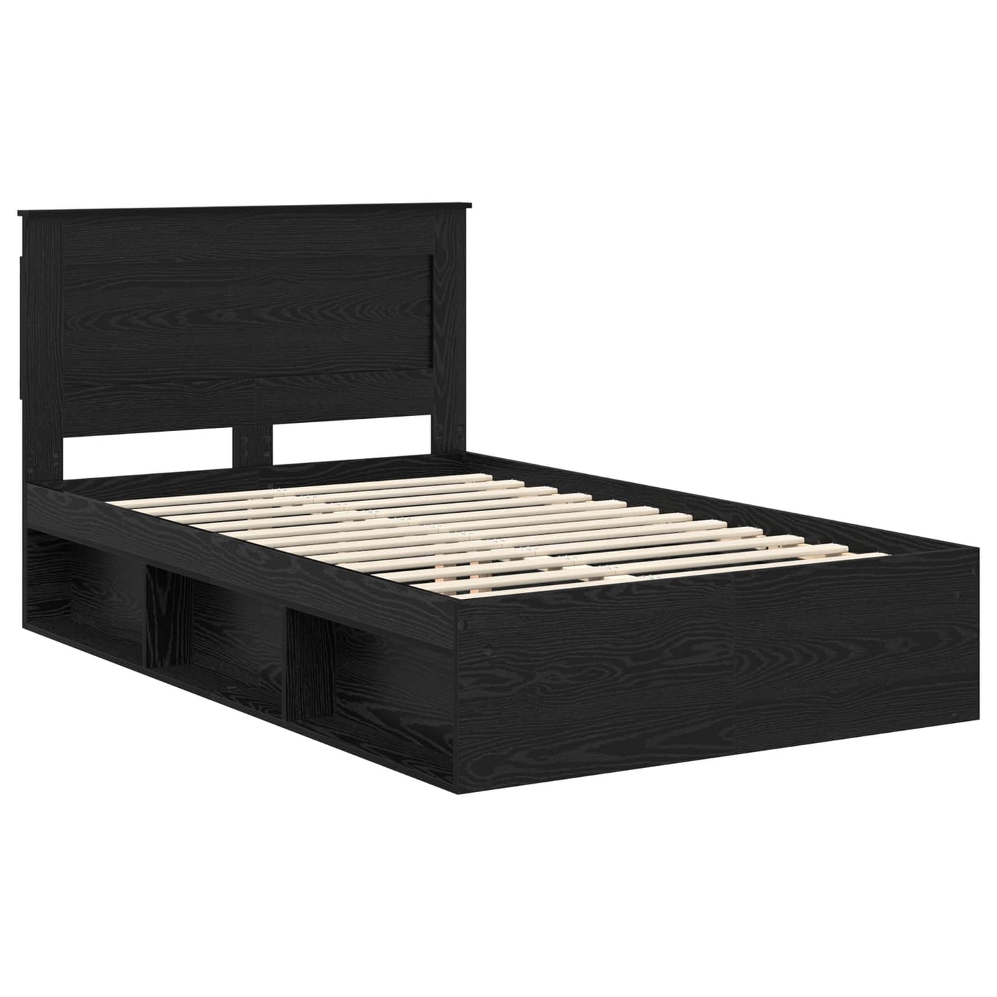 Bed Frame with Headboard Black 120 x 190 cm Solid Pine Wood