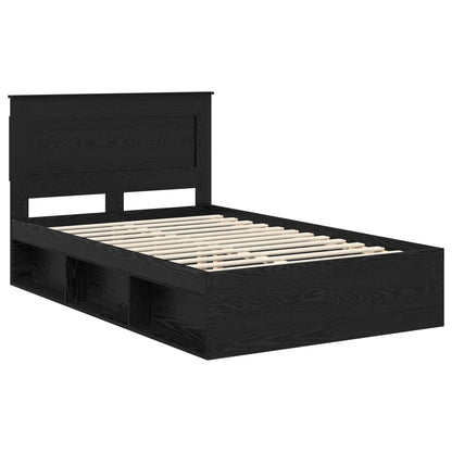 Bed Frame with Headboard Black 120 x 190 cm Solid Pine Wood