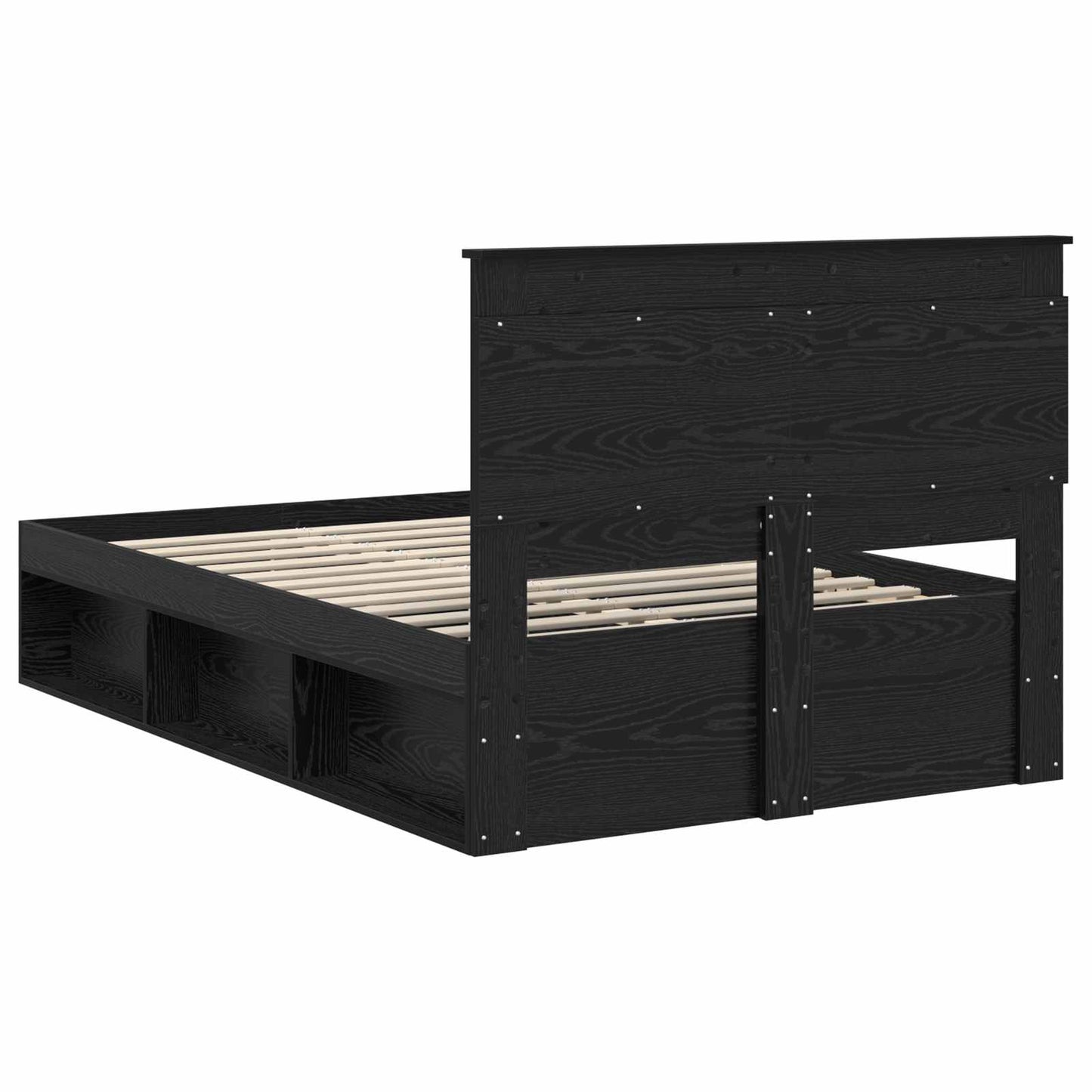 Bed Frame with Headboard Black 120 x 190 cm Solid Pine Wood
