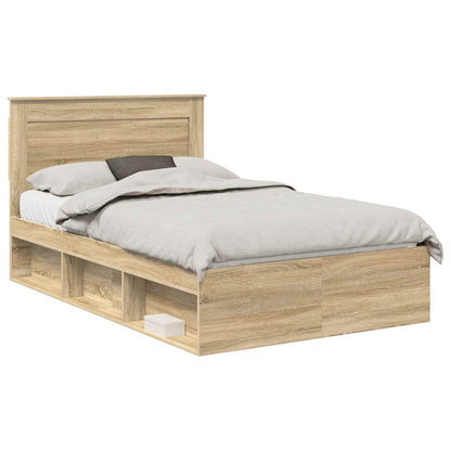 Bed Frame with Headboard Sonoma 120 x 200 cm Solid Pine Wood