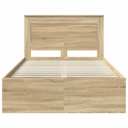 Bed Frame with Headboard Sonoma 120 x 200 cm Solid Pine Wood