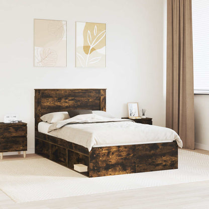 Bed Frame Smoked Oak 120 x 200 cm Solid Pine Wood