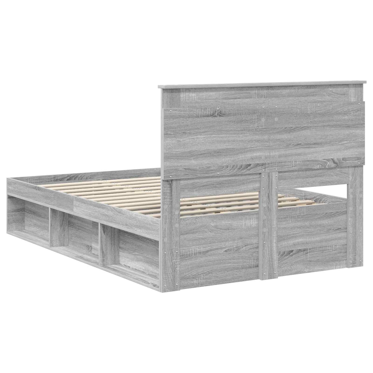 Bed Frame Grey Sonoma 120 x 200 cm Solid Pine Wood