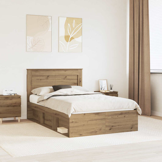 Bed Frame Artisian Oak 120 x 200 cm Solid Pine Wood