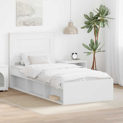 Bed Frame with Headboard White 100 x 200 cm Solid Pine Wood