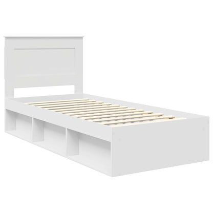 Bed Frame with Headboard White 100 x 200 cm Solid Pine Wood